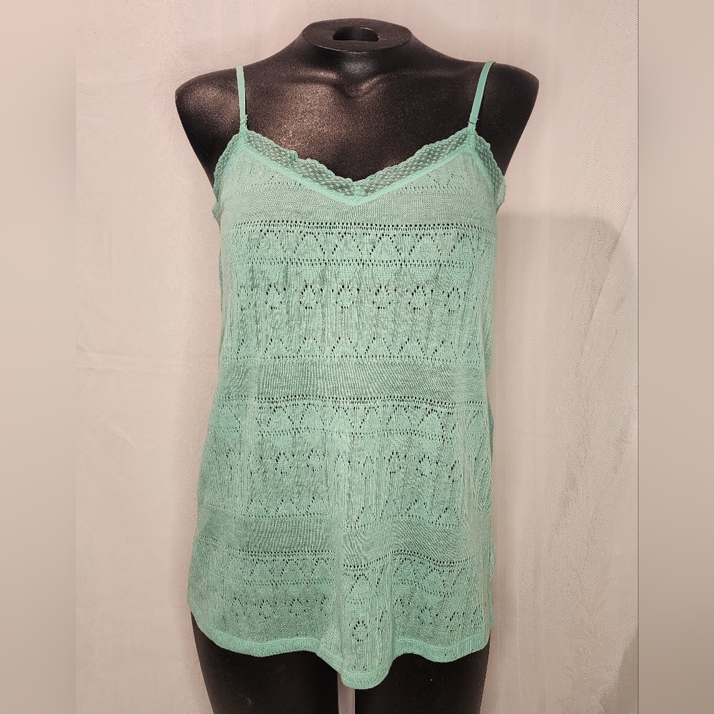 NWT American Eagle Aqua Spaghetti Strap Knit Camisole Tank Top Adjustable Straps
